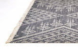 Homeroots 8' X 10' Gray Ivory And Blue Wool Geometric Dhurrie Flatweave Handmade Area Rug With Fringe  Wool 511991