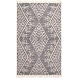 Homeroots 9' X 12' Gray Ivory And Blue Wool Geometric Dhurrie Flatweave Handmade Area Rug With Fringe  Wool 511992