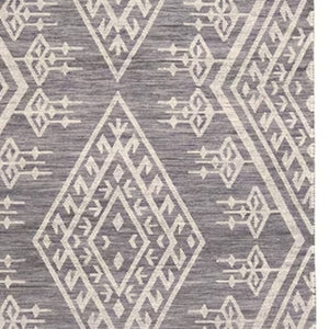 HomeRoots 9' Handmade Wool Geometric Dhurrie Area Rug in Gray, Ivory & Blue – Elegant Flatweave Design 10' X 14' 511993