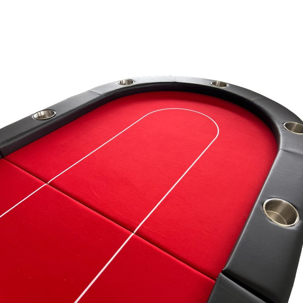 English Elm Ino Design 94 Inch Oval Felt Poker Table Seats Ten with Casters and Cup Holders Red W2748P321637