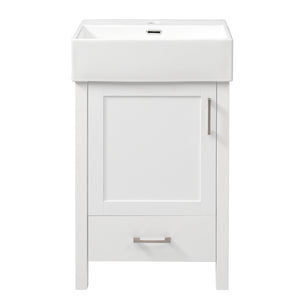 English Elm 20.28'' 20.28" Modern Bathroom Vanity with Ceramic Sink, Solid Wood Frame, Soft-Close Drawer & Cabinet - Space-Saving Design White N729P277755K