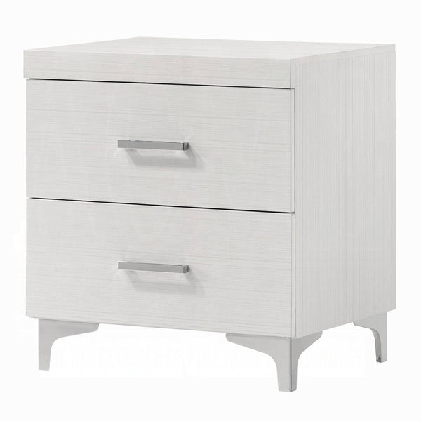 English Elm Modern White Nightstand with 2 Drawers and Metal Legs — Stylish Storage, 22"W x 16"D x 23"H, One Piece B011P316891