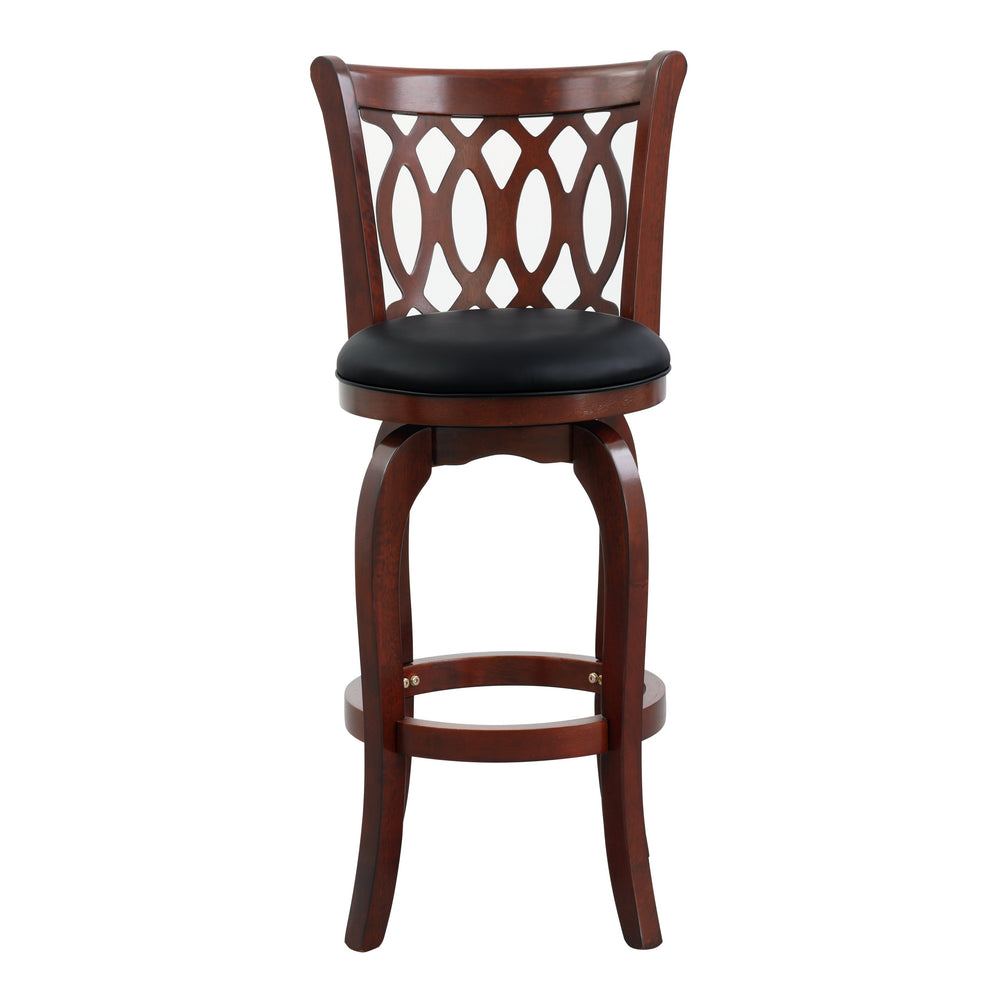 English Elm Comfortable Swivel Pub Height Chair - Stylish Dark Cherry Faux Leather, Solid Wood, 360° Rotating Design B011P238917