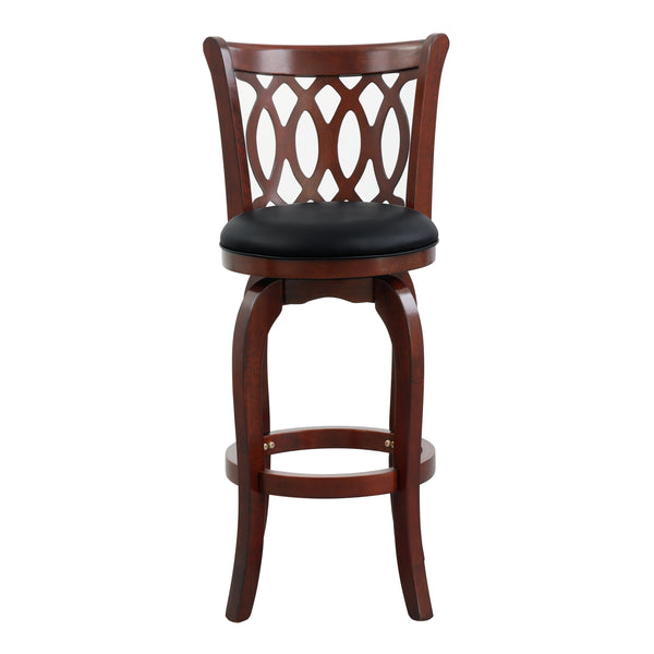 English Elm Comfortable Swivel Pub Height Chair - Stylish Dark Cherry Faux Leather, Solid Wood, 360° Rotating Design B011P238917