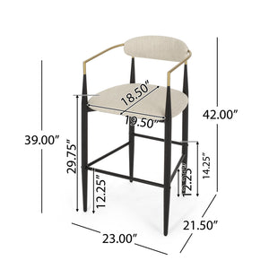 English Elm Christopher Knight Home® - Barstools Set Of 2 – Modern Upholstered Stools With Back Support & Durable Iron Legs For Kitchen Use N779P248198B