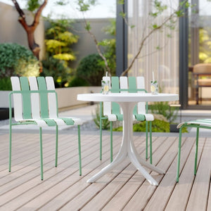 English Elm Holiday Stackable Pp Stripe Dining Chairs Set of Four Weatherproof Cafe Patio Seating W3450P447386