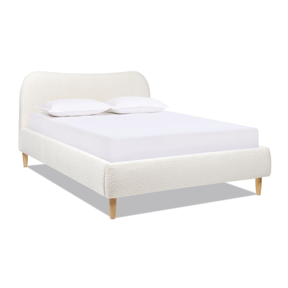 English Elm Jennifer Taylor Home - Roman Curved Headboard Queen Platform Bed In Ivory White Boucle – Cozy, Stylish, And Durable Design B2719P238210