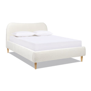 English Elm Jennifer Taylor Home - Roman Curved Headboard Queen Platform Bed In Ivory White Boucle – Cozy, Stylish, And Durable Design B2719P238210