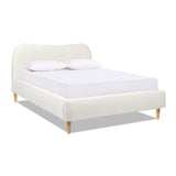 English Elm Roman Curved Headboard Upholstered Platform Bed, Queen, Ivory White Boucle