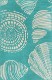 Unique Loom Outdoor Coastal Bodrum Machine Made Solid Print Rug Teal, Ivory 5' 3" x 8' 0"