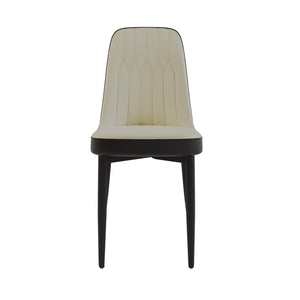 English Elm 47"-63" Extendable Mdf Dining Set Seats Six with Pu Chairs and Black Metal Legs W2189S00922