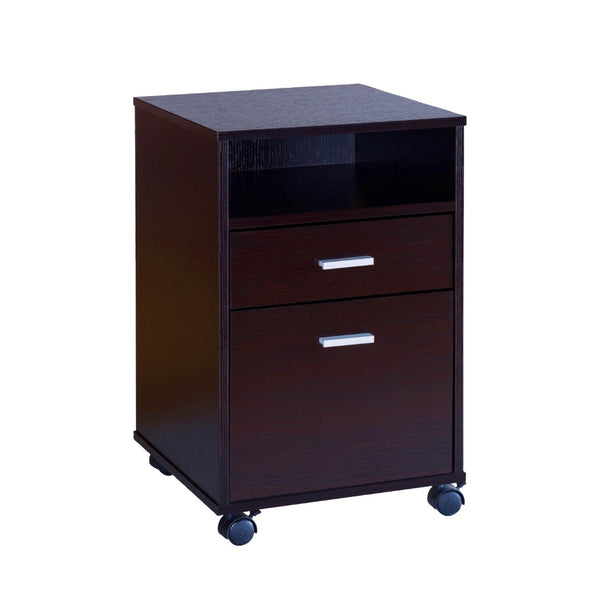 English Elm Desk with Rolling File Cabinet Two Storage Drawers Warm Cocoa Finish Home Office B056P416989