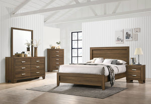 English Elm Oak Eastern King Panel Bed with Elevated Headboard, 12 Slats for Support & Airflow, Tapered Legs B062P208993