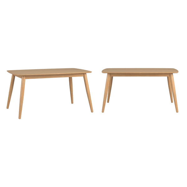 Arne 60 Inch Rectangular Dining Table with Mid-century Tapered Legs and Natural Grain