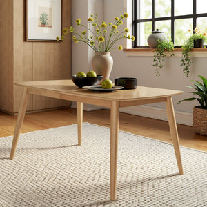 Arne 60 Inch Rectangular Dining Table with Mid-century Tapered Legs and Natural Grain