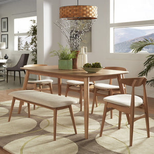 Arne 66 Inch Rectangular Mid-century Dining Table with Veneer Top and Tapered Legs