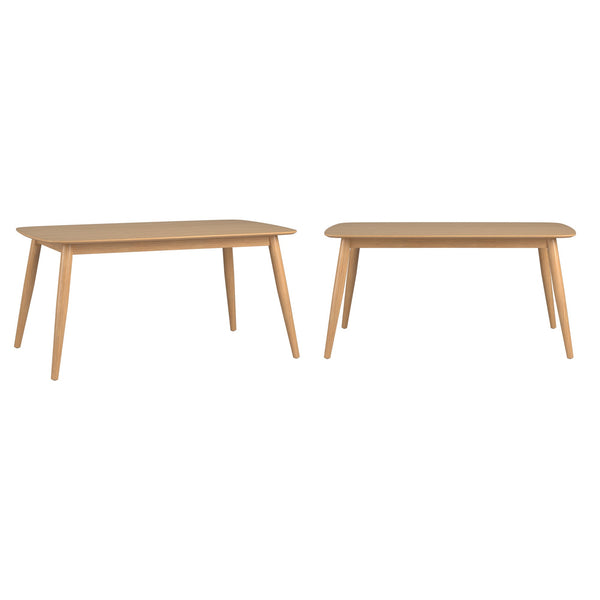 Arne 66 Inch Rectangular Mid-century Dining Table with Veneer Top and Tapered Legs