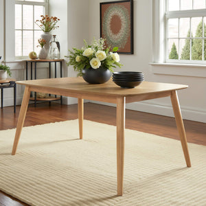 Arne 66 Inch Rectangular Mid-century Dining Table with Veneer Top and Tapered Legs