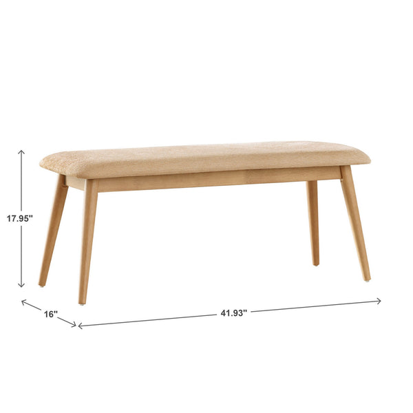 Arne Mid-century Upholstered Foam Cushion Bench Tapered Rubberwood Legs Entryway Seating