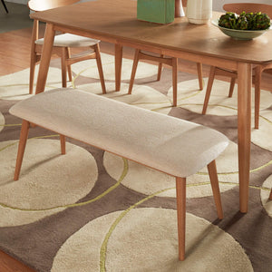 Arne Mid-century Upholstered Foam Cushion Bench Tapered Rubberwood Legs Entryway Seating