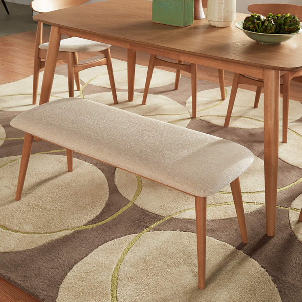 Arne Mid-century Upholstered Foam Cushion Bench Tapered Rubberwood Legs Entryway Seating