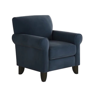 Fusion Bella Midnight Accent Chair – Elegant Design With Sloped Arms, Durable Fabric & Coffee Finish Legs Blue W ,100% Polyester 512-c  Bella Midnight Accent Chair
