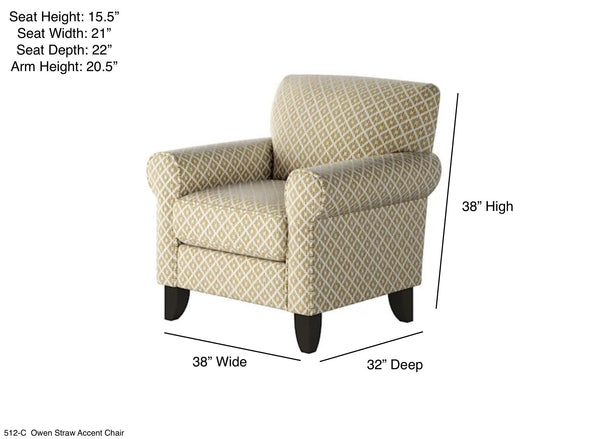 Fusion Owen Straw Accent Chair - Elegant Navy Fabric With Flared Arms And Stylish Coffee Finish Legs Multi Ws ,99% Polypropylene,1% Polyester 512-c  Owen Straw Accent Chair