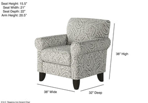 Fusion Regency Iron Accent Chair – Stylish Grey Design With Sloped Arms And Durable Fabric For Any Room Grey Ws ,100% Polypropylene 512-c  Regency Iron Accent Chair