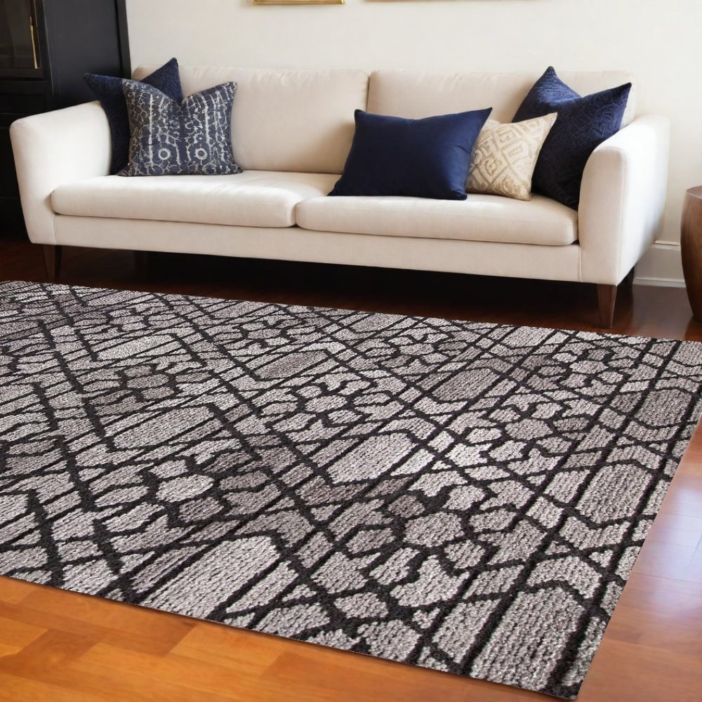 HomeRoots 5' Elegant Black and Taupe Hand-Tufted Wool Paisley Area Rug for Timeless Style and Comfort 8' X 10' 512006