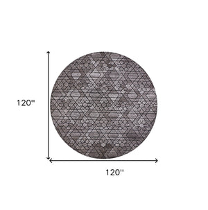 Homeroots 10' Black And Taupe Round Wool Paisley Hand Tufted Area Rug  Wool 512010