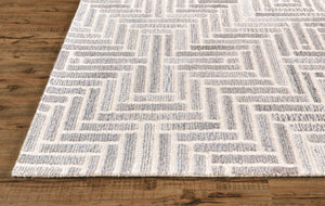 HomeRoots 5' Hand-Tufted Wool Area Rug with Modern Tan and Gray Geometric Design for Cozy Contemporary Spaces 5' X 8' 512013