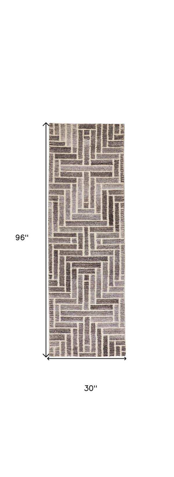 HomeRoots 5' Hand-Tufted Wool Area Rug with Modern Tan and Gray Geometric Design for Cozy Contemporary Spaces 8' Runner 512017