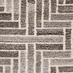 HomeRoots 5' Hand-Tufted Wool Area Rug with Modern Tan and Gray Geometric Design for Cozy Contemporary Spaces 8' Runner 512017