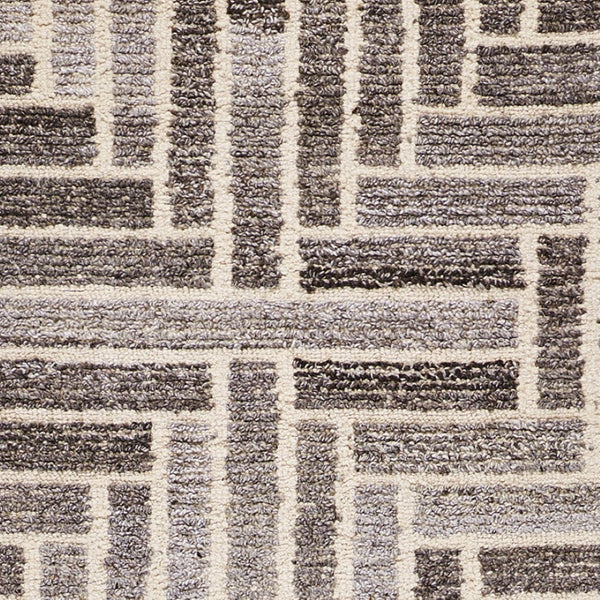 HomeRoots 5' Hand-Tufted Wool Area Rug with Modern Tan and Gray Geometric Design for Cozy Contemporary Spaces 8' Runner 512017