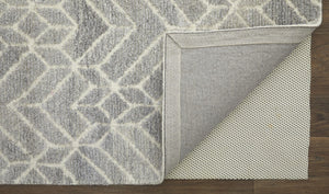 HomeRoots 9' Gray and Ivory Wool Geometric Hand-Tufted Area Rug for Elegant Living Spaces and Cozy Comfort 9' X 12' 512024