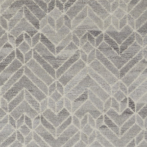 HomeRoots 9' Gray and Ivory Wool Geometric Hand-Tufted Area Rug for Elegant Living Spaces and Cozy Comfort 9' X 12' 512024