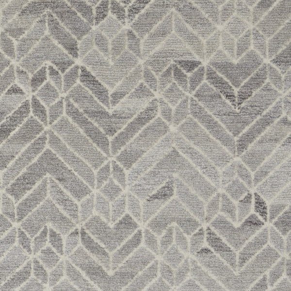 HomeRoots 9' Gray and Ivory Wool Geometric Hand-Tufted Area Rug for Elegant Living Spaces and Cozy Comfort 9' X 12' 512024