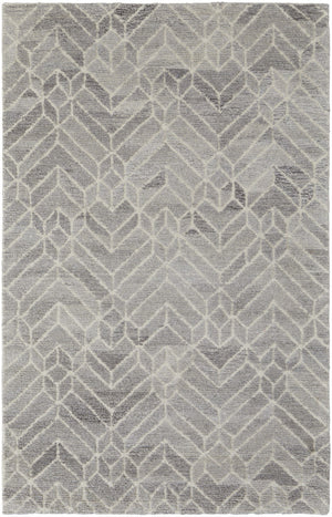 HomeRoots 9' Gray and Ivory Wool Geometric Hand-Tufted Area Rug for Elegant Living Spaces and Cozy Comfort 10' X 14' 512025