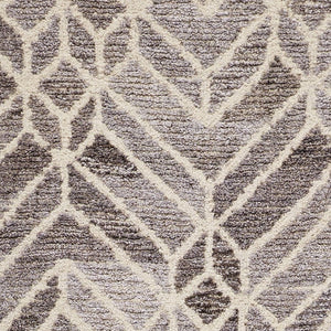 HomeRoots 9' Gray and Ivory Wool Geometric Hand-Tufted Area Rug for Elegant Living Spaces and Cozy Comfort 8' Runner 512026
