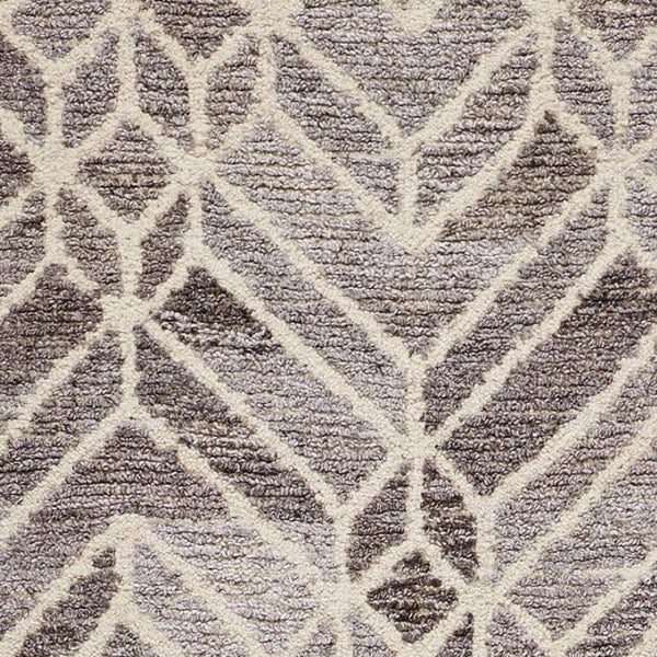 HomeRoots 9' Gray and Ivory Wool Geometric Hand-Tufted Area Rug for Elegant Living Spaces and Cozy Comfort 8' Runner 512026