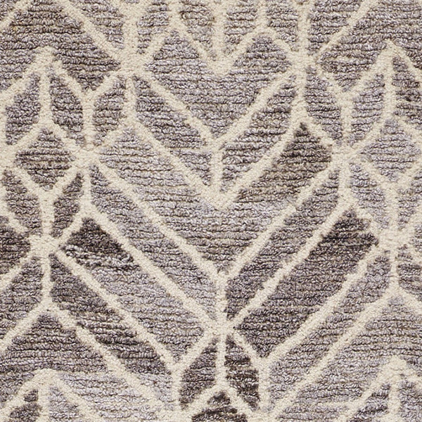 HomeRoots 9' Gray and Ivory Wool Geometric Hand-Tufted Area Rug for Elegant Living Spaces and Cozy Comfort 8' Runner 512026