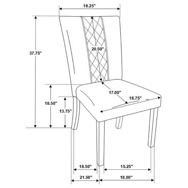 English Elm Modoc Beige Fabric Dining Chairs with Cross-hatch Back and Black Legs Set of 2 B062P447807