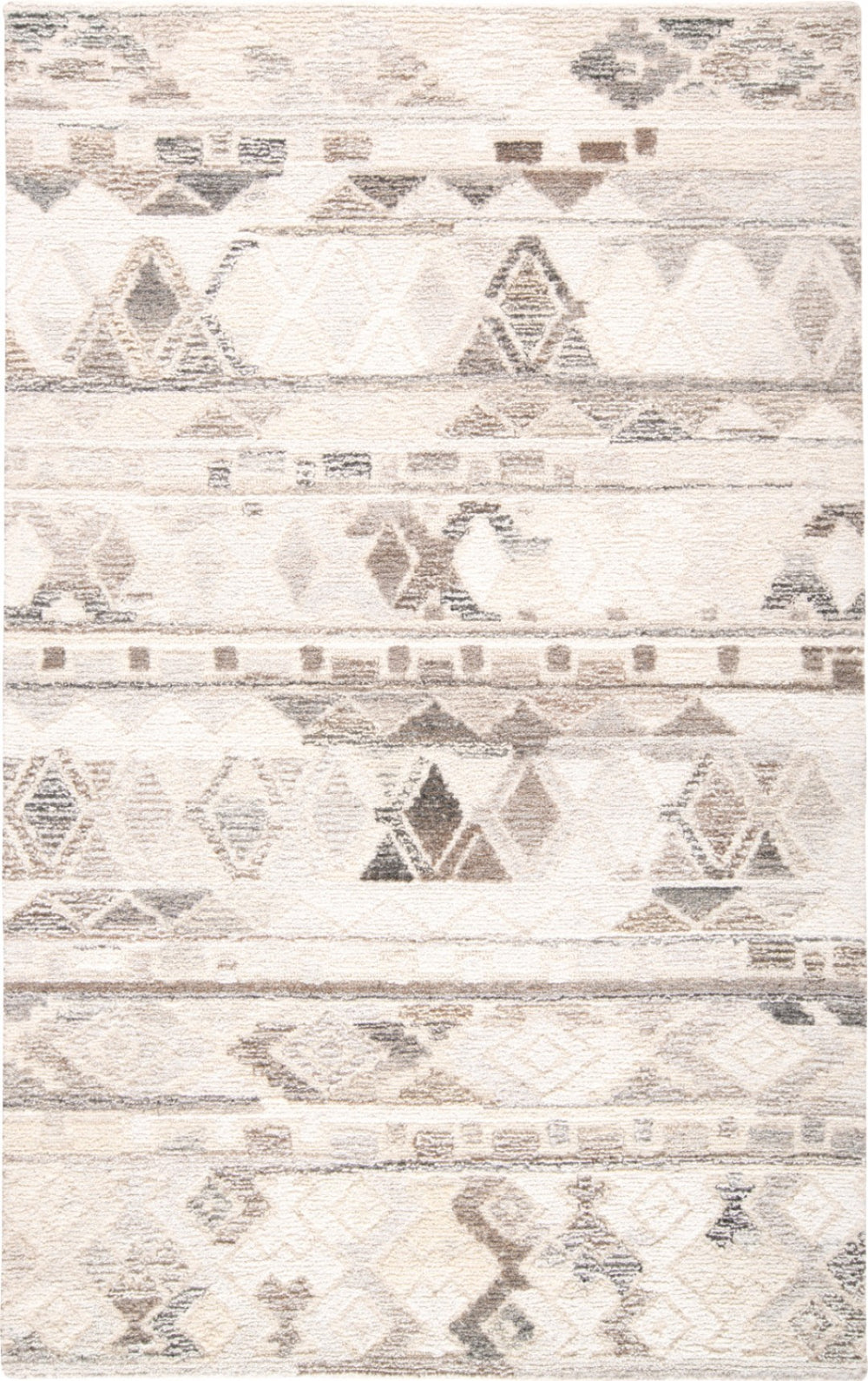 HomeRoots 5' Wool Geometric Area Rug in Beige, Ivory & Gray – Soft, Hand-Tufted Comfort for Any Room 5' X 8' 512031
