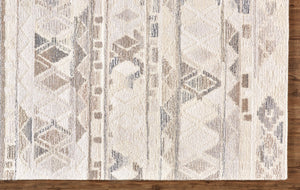 HomeRoots 5' Wool Geometric Area Rug in Beige, Ivory & Gray – Soft, Hand-Tufted Comfort for Any Room 5' X 8' 512031
