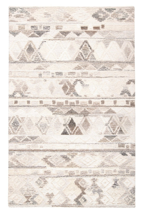 HomeRoots 5' Wool Geometric Area Rug in Beige, Ivory & Gray – Soft, Hand-Tufted Comfort for Any Room 8' X 10' 512032