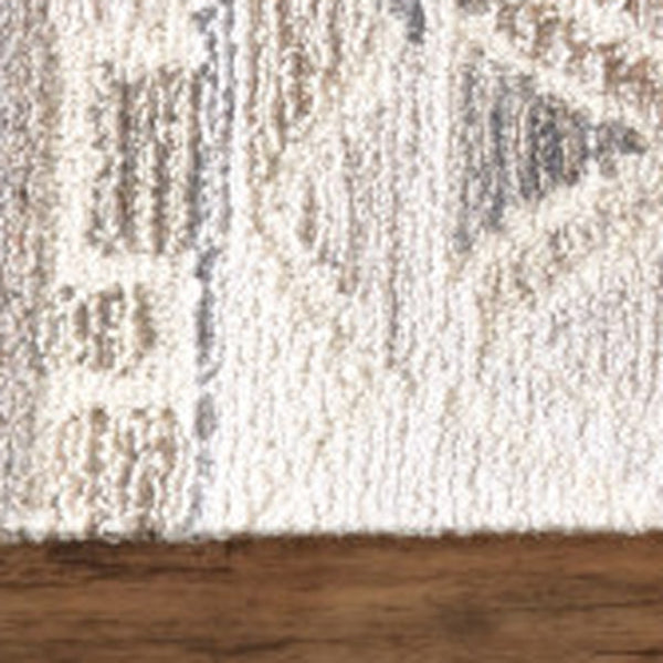 HomeRoots 5' Wool Geometric Area Rug in Beige, Ivory & Gray – Soft, Hand-Tufted Comfort for Any Room 8' X 10' 512032