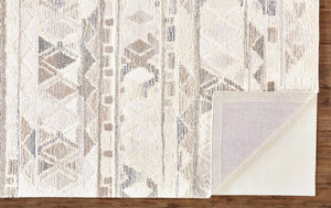 HomeRoots 5' Wool Geometric Area Rug in Beige, Ivory & Gray – Soft, Hand-Tufted Comfort for Any Room 9' X 12' 512033