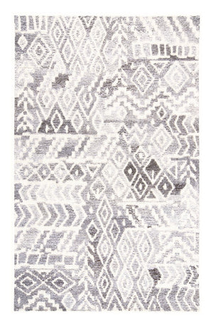 HomeRoots 5' Modern Gray and White Abstract Geometric Hand-Tufted Wool Area Rug for Stylish Home Décor 5' X 8' 512040
