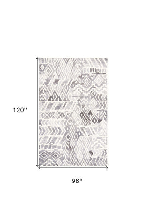 HomeRoots 5' Modern Gray and White Abstract Geometric Hand-Tufted Wool Area Rug for Stylish Home Décor 8' X 10' 512041