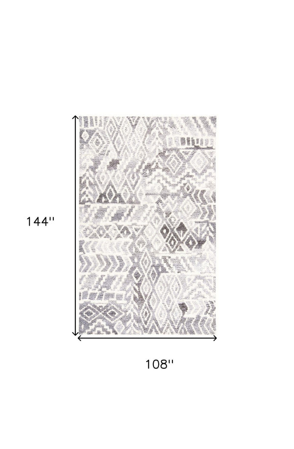 HomeRoots 5' Modern Gray and White Abstract Geometric Hand-Tufted Wool Area Rug for Stylish Home Décor 9' X 12' 512042